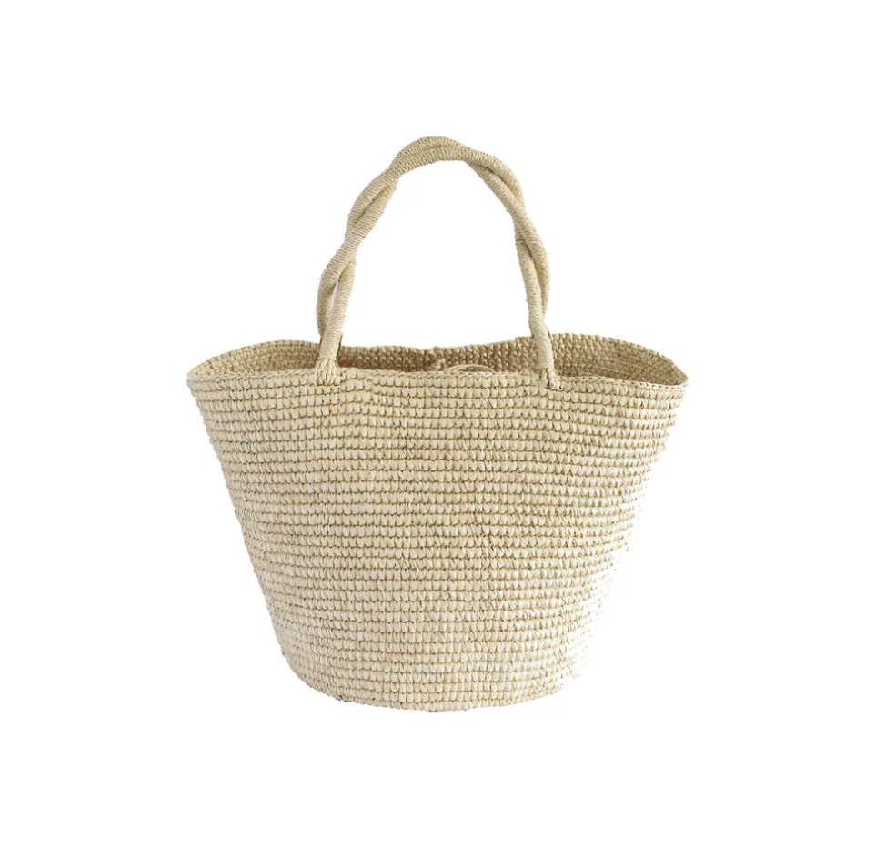 Baby tote woven straw solid
