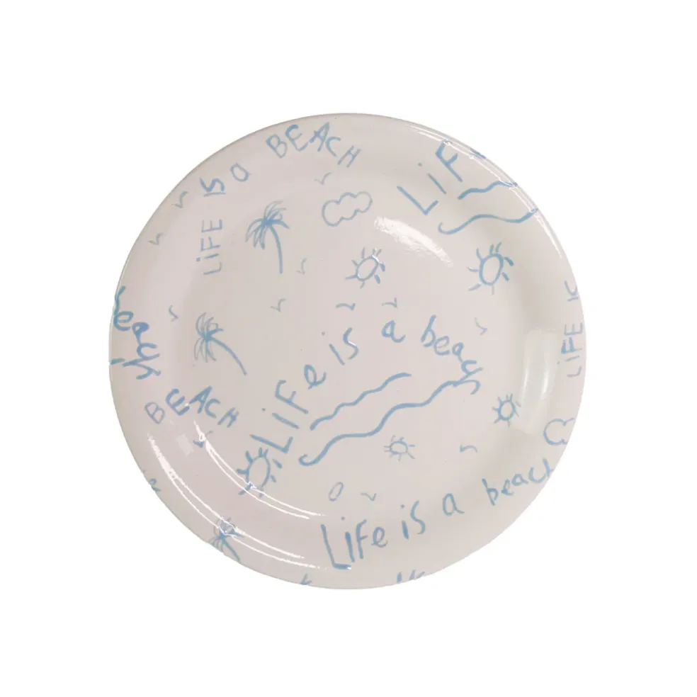 Ceramic Dinner Plate “Life is a Beach” (Set of 4)