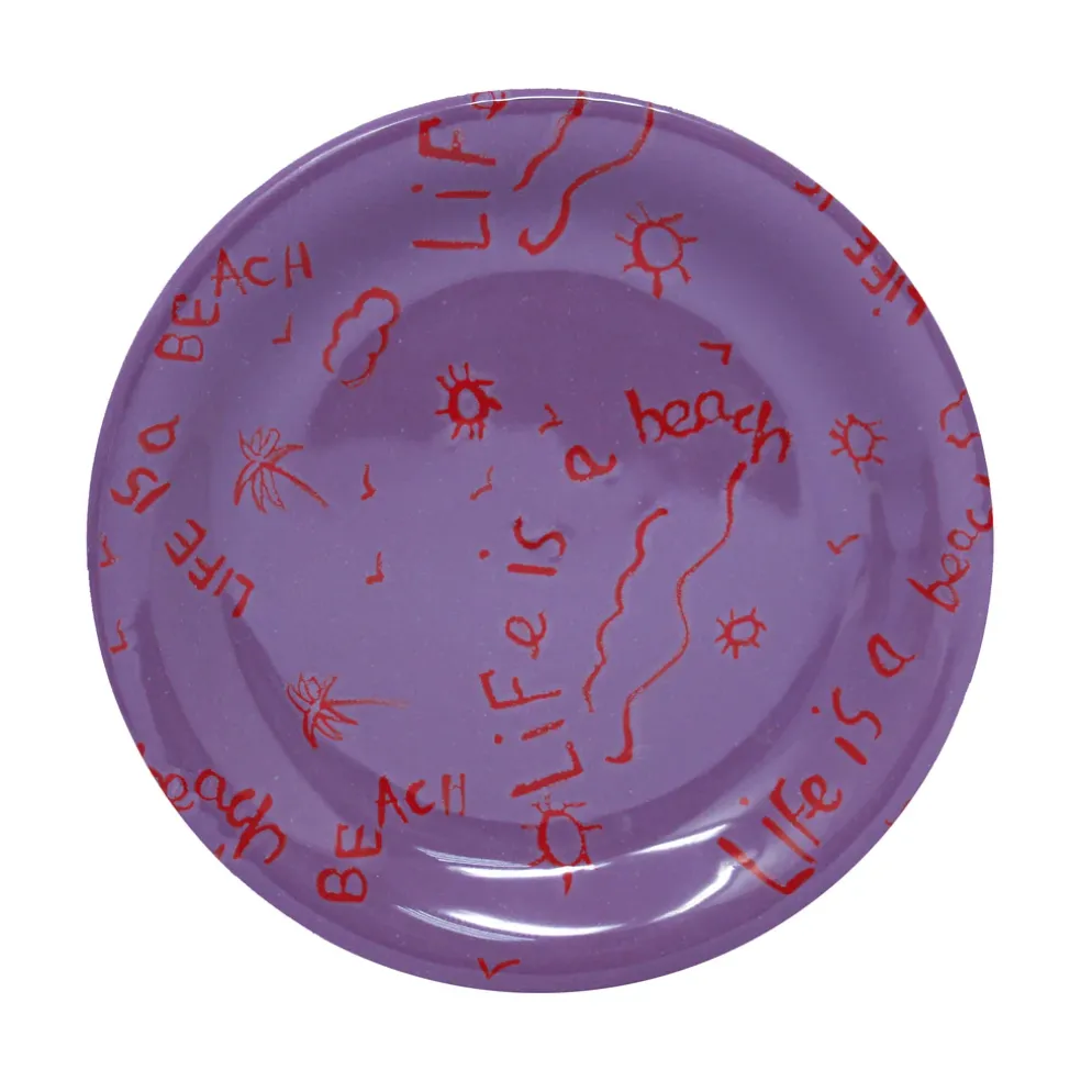 Ceramic Dinner Plate “Life is a Beach” (Set of 4)