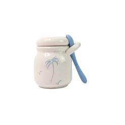 Ceramic Jar & Spoon “Life is a Beach” (Set of 2)