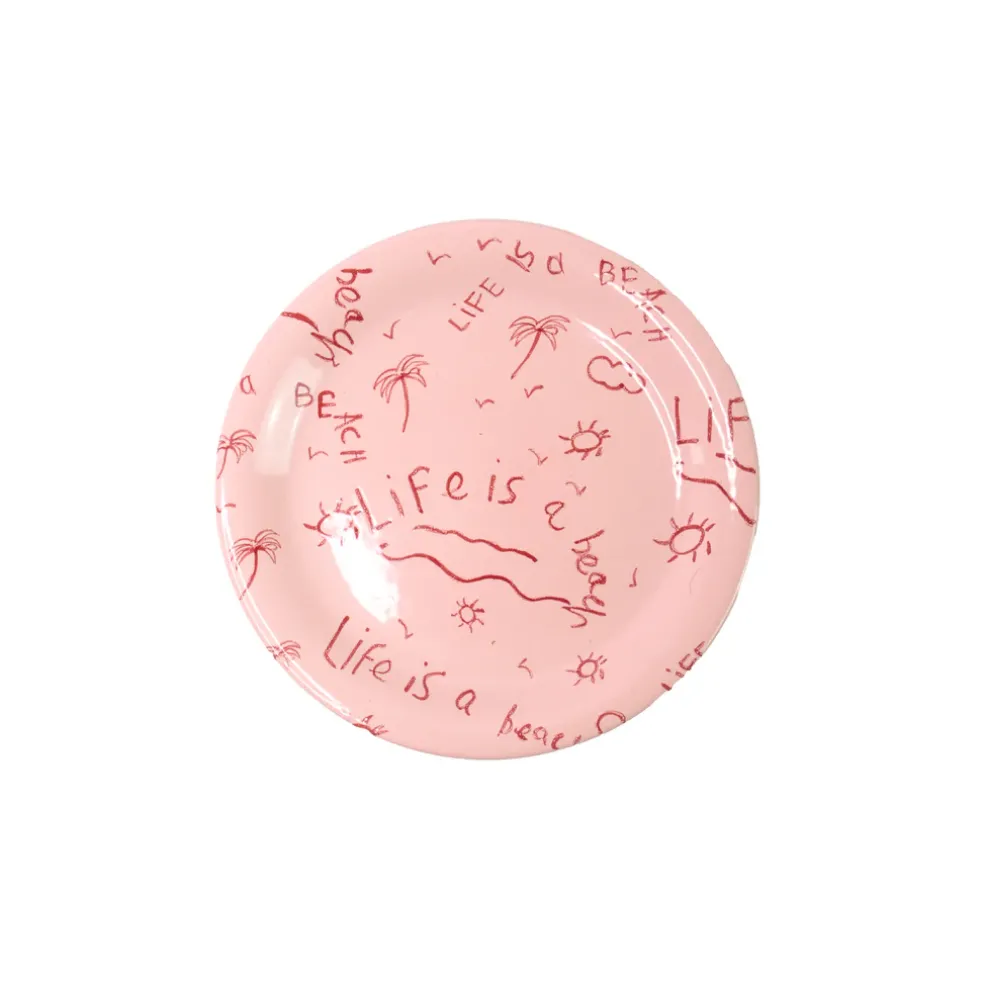 Ceramic Quarter Plate/Dessert Dish “Life is a Beach” (Set of 4)