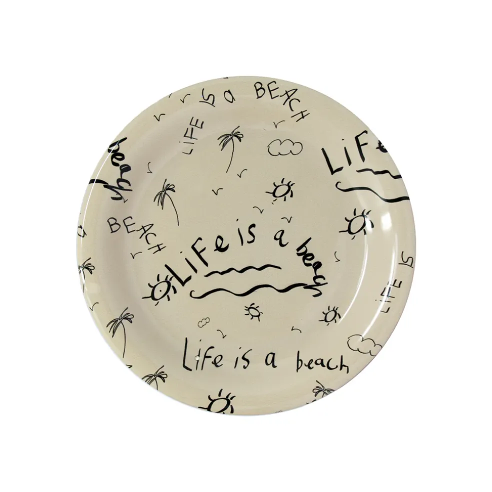 Ceramic Quarter Plate/Dessert Dish “Life is a Beach” (Set of 4)