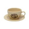 Ceramic Tea Cup & Tea Plate “Conchas de la Isla Cream” (Set of 4)