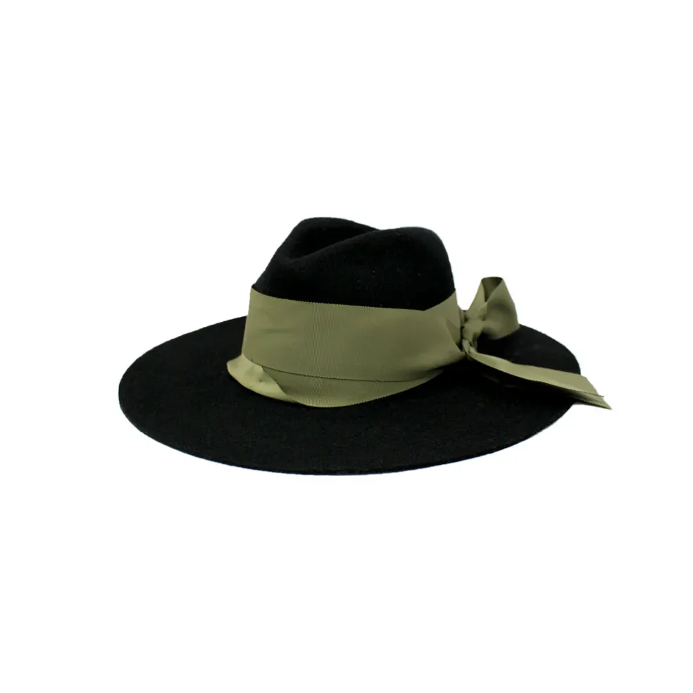 Classic Long Brim Hat with Grosgrain Ribbon Band