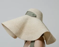 Crochet Extra Long Brim Glamour Hat With Grosgrain Adjustable Ribbon