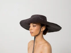 Crochet Extra Long Brim Hat with Leather Band