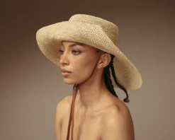Crochet Hippie hat Extra Long Brim with Leather band