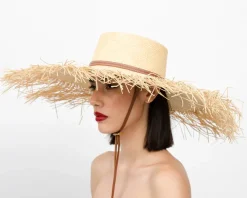 Extra Frayed Hippie Beach Hat Long Brim