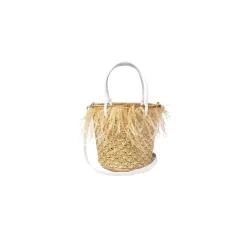 Feathers Seashell Soft Baby Bucket with Leather Handle