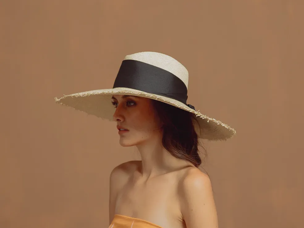 Frayed Extra Long Brim Aguacate Hat With Maxi Ribbon