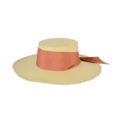 Frayed Long Brim Cordovan Hat With Maxi Bow