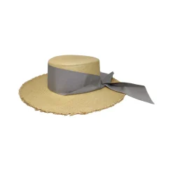 Frayed Long Brim Cordovan Hat With Maxi Bow