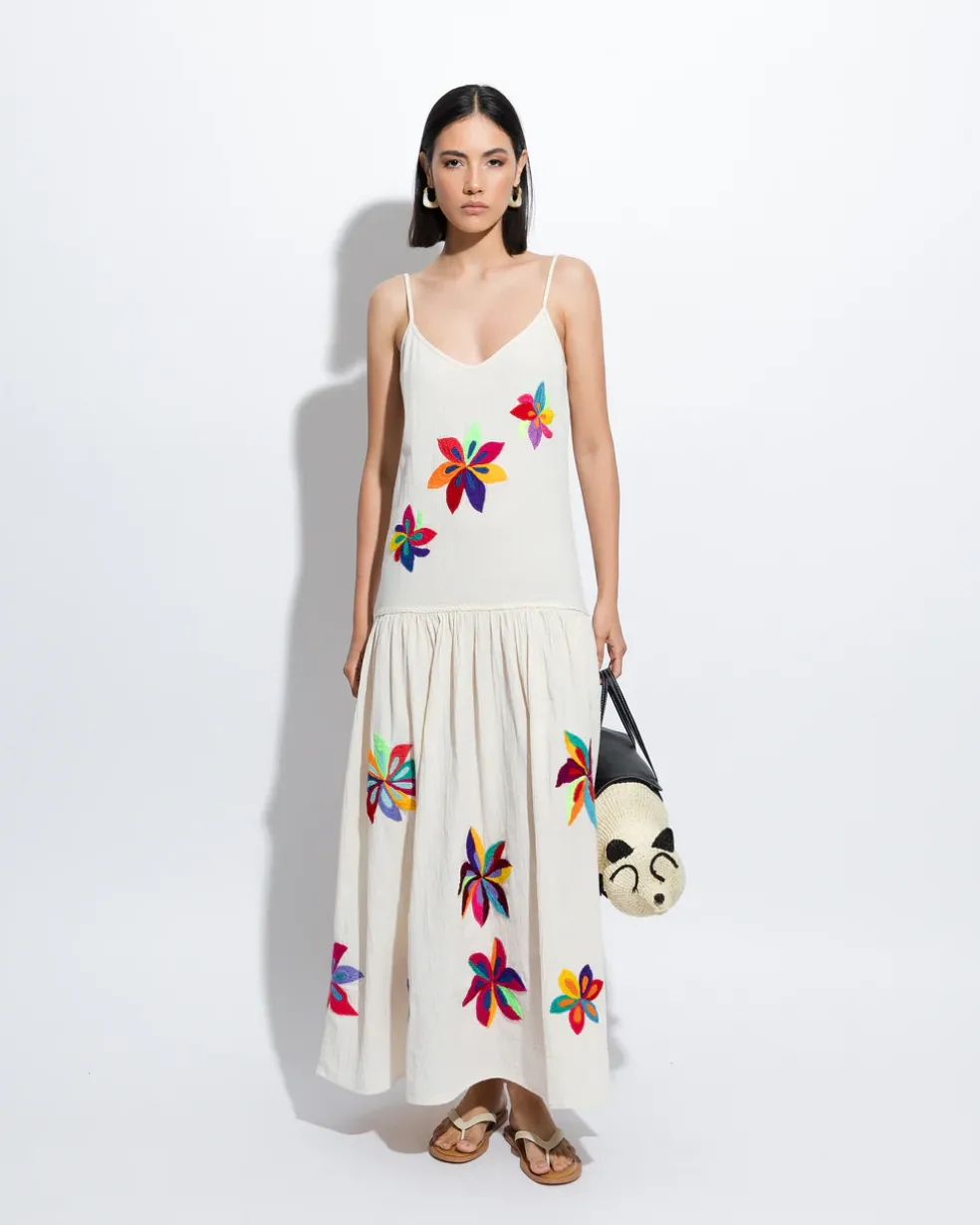 Hand Embroidered Flower Dress
