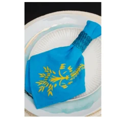 Hand embroidered linen napkin (Set of 4 Units)