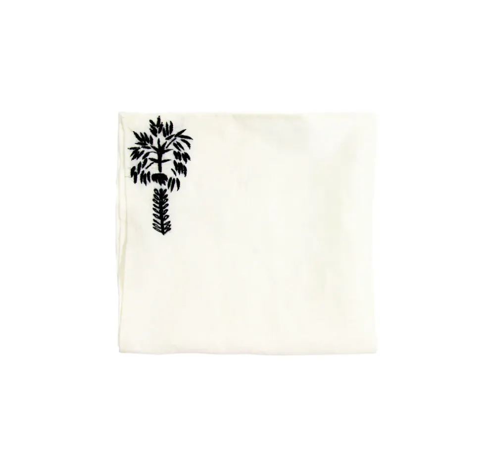 Hand embroidered linen napkin (Set of 4 Units)