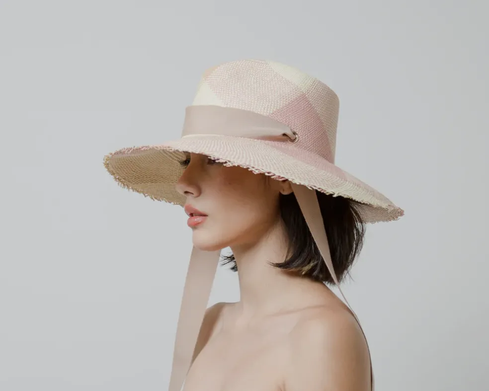 Hojas Frayed Aguacate Hat Long Brim