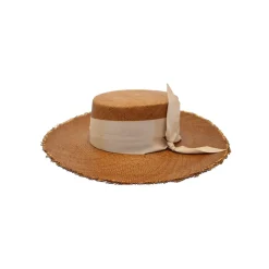 LAMP SHADE BRIM CORDOVAN WITH PRINTED FABRIC BAND