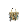 Leather fringe mini tote
