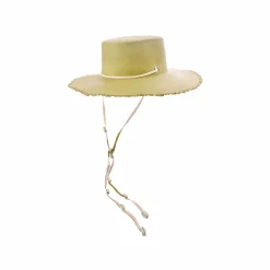 Long Brim Cordovan hat with Leather & Seashells band