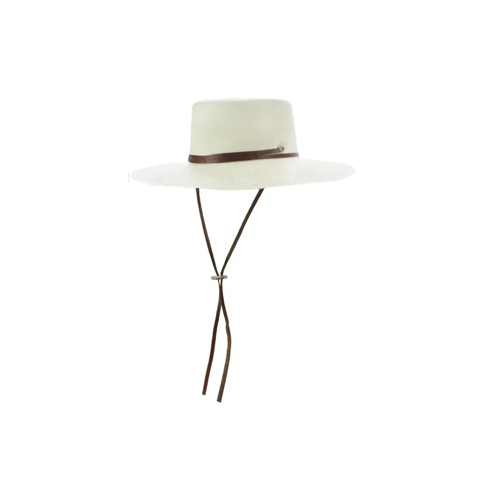 Long Brim Cordovan hat with Leather band