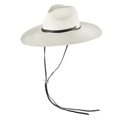 Long Brim Panama Hat with Leather Band