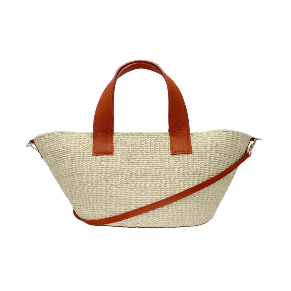 Maxi Canasta Straw Bag With Leather Handles And Removable Crossbody Leather Straps