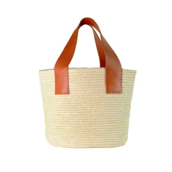 Maxi Tote Woven Straw With Leather Handle