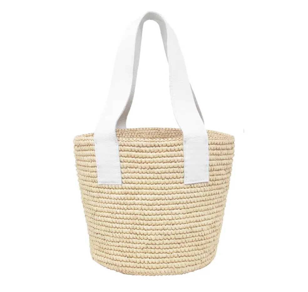 Maxi Tote Woven Straw With Leather Handle