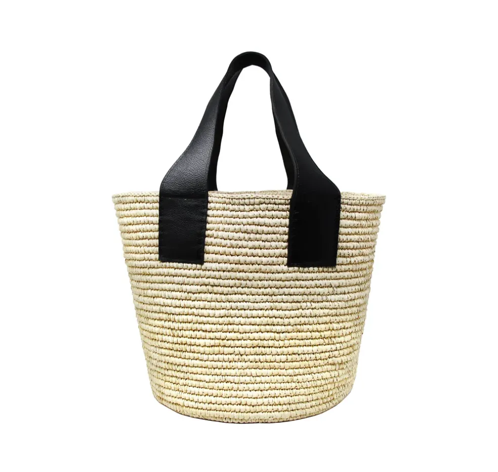 Maxi Tote Woven Straw With Leather Handle