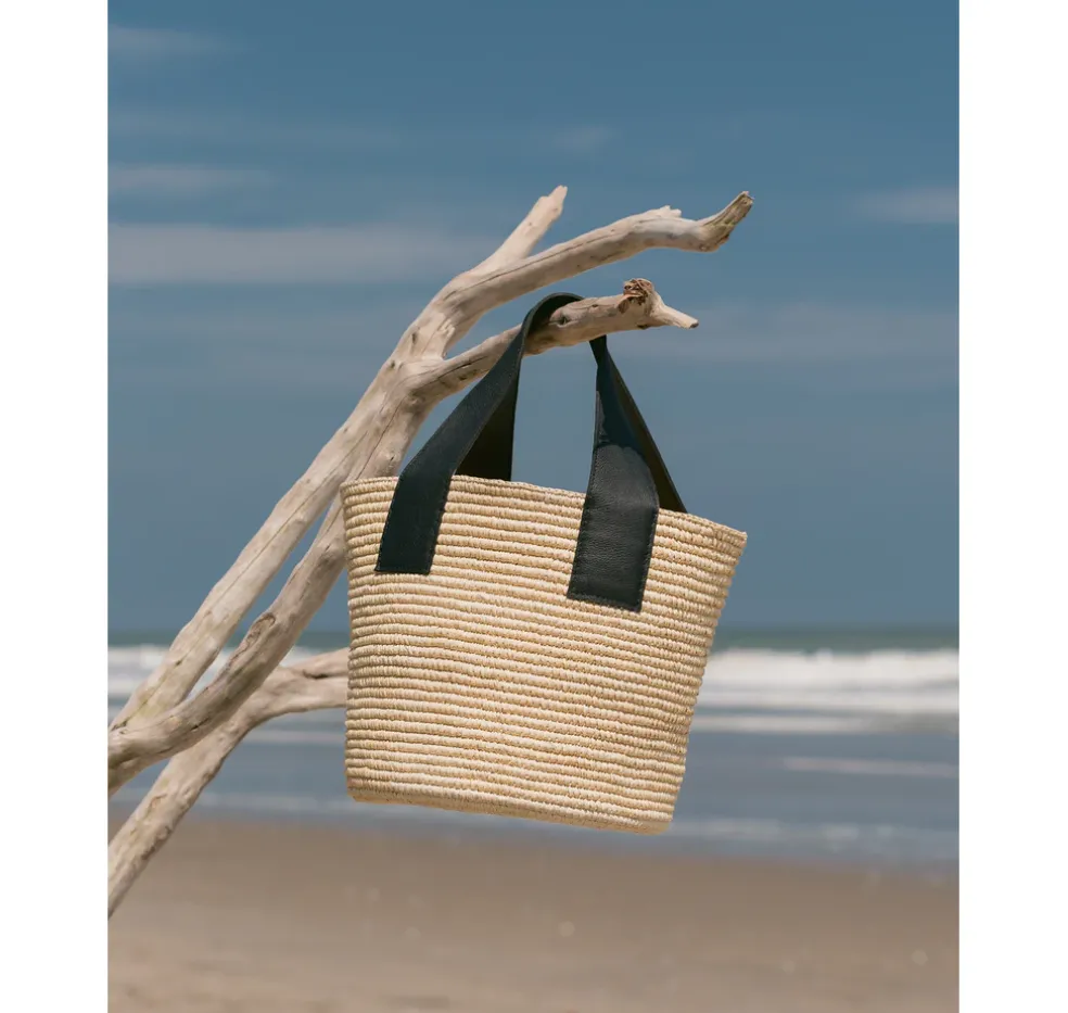 Maxi Tote Woven Straw With Leather Handle