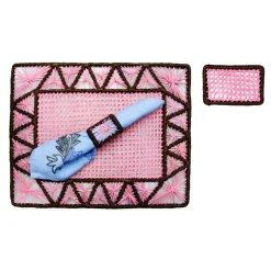 Open Weave Rectangular Placemat with coaster (Set of 2 Units)