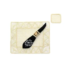 Open Weave Rectangular Placemat with coaster (Set of 2 Units)