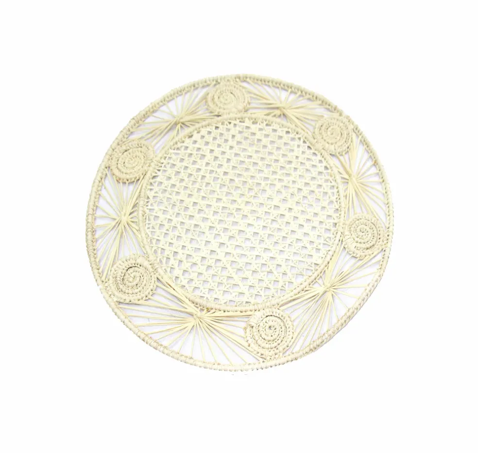 Open weave round Placemat with coaster (Set of 2 Units)