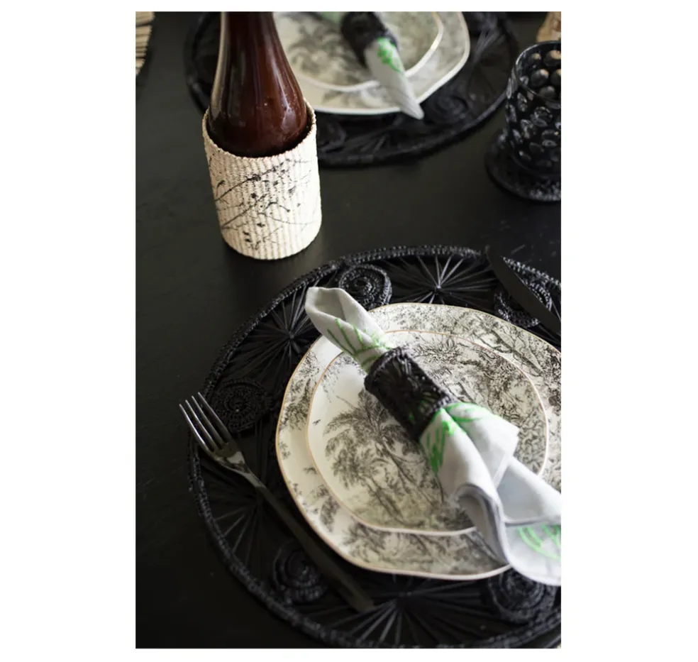 Open weave round Placemat with coaster (Set of 2 Units)