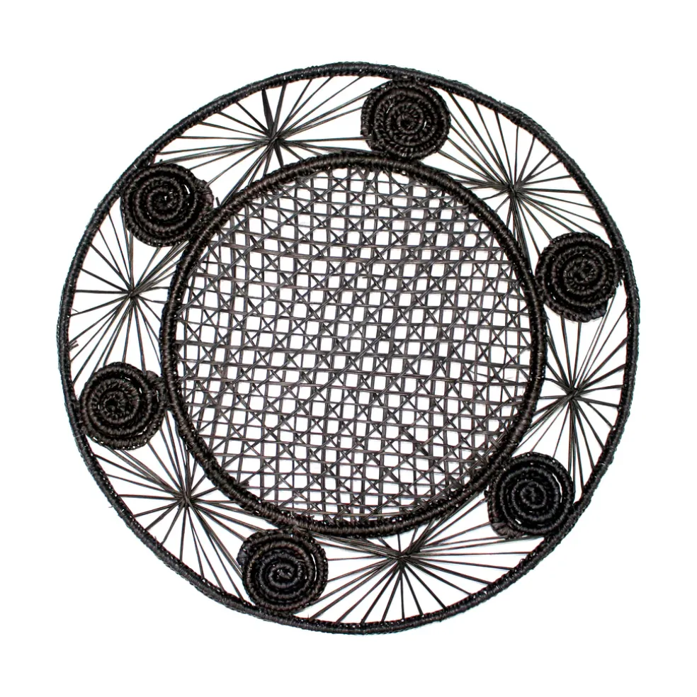 Open weave round Placemat with coaster (Set of 2 Units)