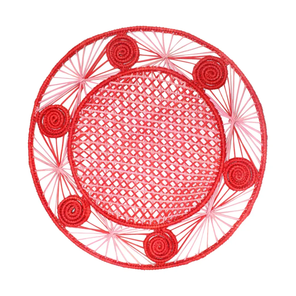 Open weave round Placemat with coaster (Set of 2 Units)