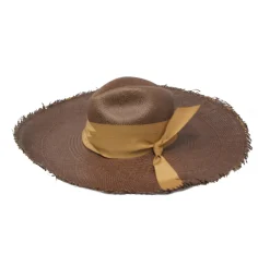 Panama Hat Frayed Long Brim With Triple Twist Band