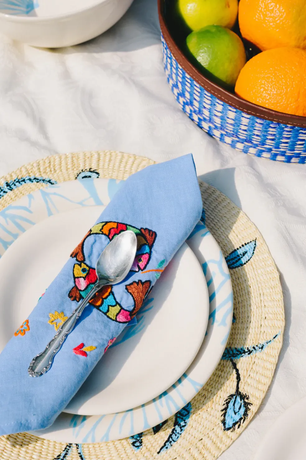 Pez Hand Embroidered Linen Napkin (Set of 4)