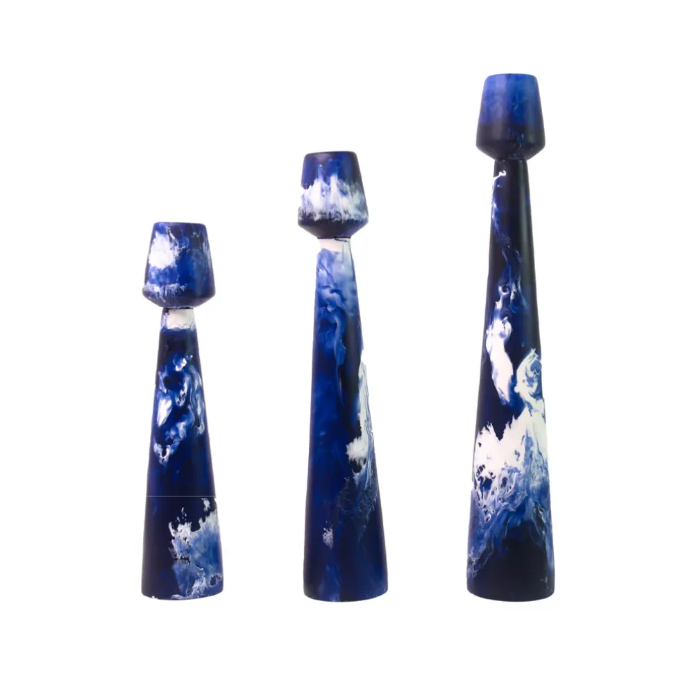 Resin Marbled Candle Sticks (Set of 3)