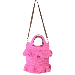 Ruffle Tall Bag With Leather Strap