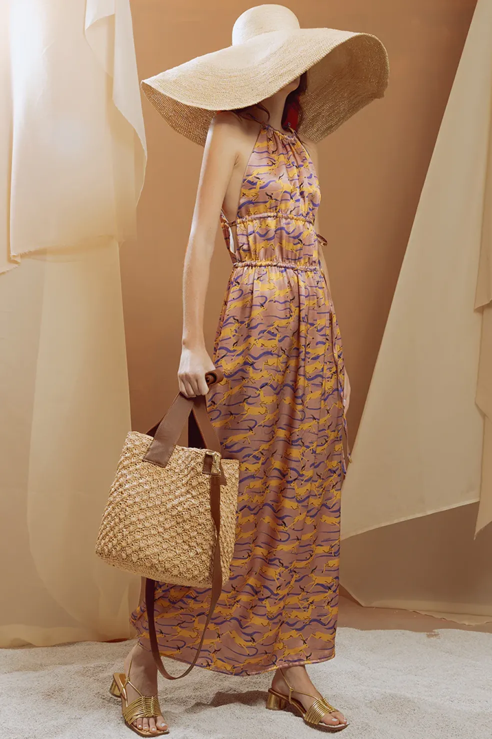 Seashells Soft Maxi Tote with Leather Handle